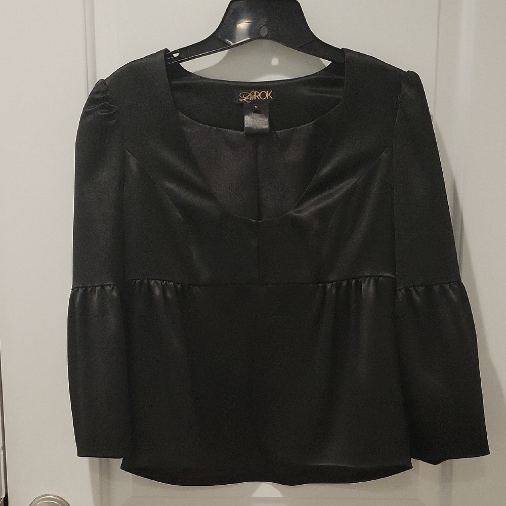 LaRok Black Bell Sleeve Boxy Blouse